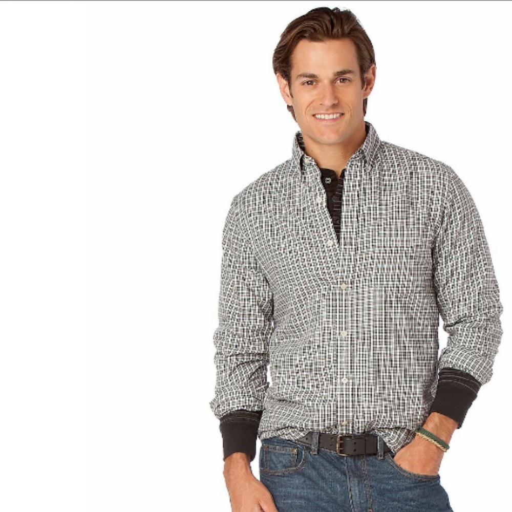 NWT Classic Fit Checked Twill Casual Button down shirt Red Lodge storm grey - Picture 2 of 11